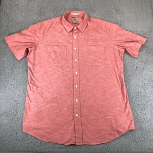 LL Bean Button Up Shirt Mens XLT Pink Red Salmon Short Sleeve Slightly Fitted - Picture 1 of 10