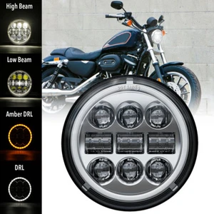 1PC Brightest 5-3/4" 5.75" inch LED Projector Headlight DRL For Motorcycle Motor - Picture 1 of 10