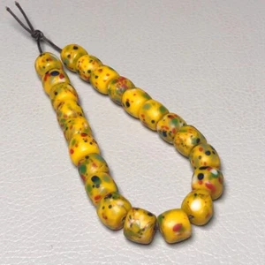 Glass Yellow Barrel Beads String Ancient Beads Old Beads Collection Accessories - Picture 1 of 2