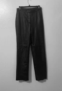 Jacqueline Ferrar Women's High Rise Straight Leg Soft Leather Pants - Picture 1 of 3