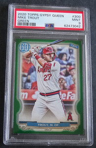 2020 Topps Gypsy Queen #300 Mike Trout Angels Green Baseball Card Psa 9