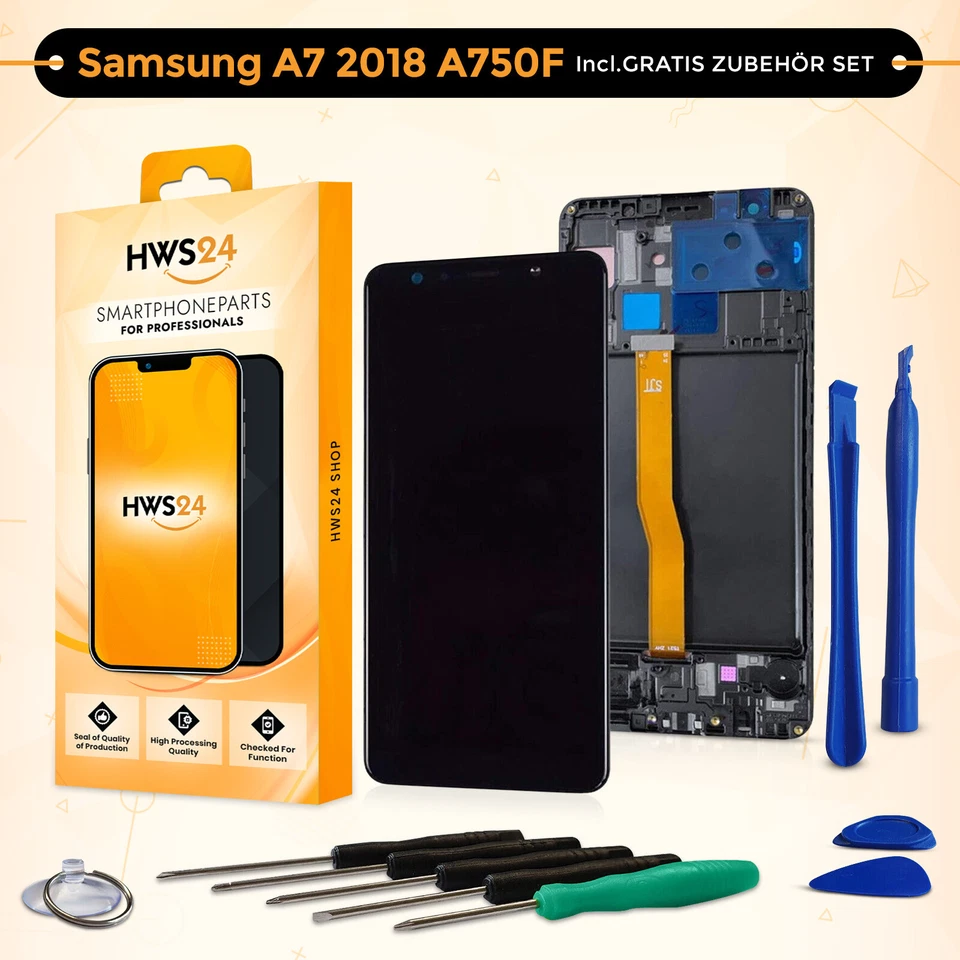 Display per Samsung Galaxy A7 2018 A750F Touch Screen Schermo Nero + Frame - Immagine 1 di 1