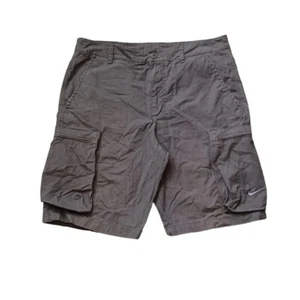 Nike Mens Shorts 34 Black Faded Cargo Logo Zip Pockets Athletic Hiking Casual - Picture 1 of 14