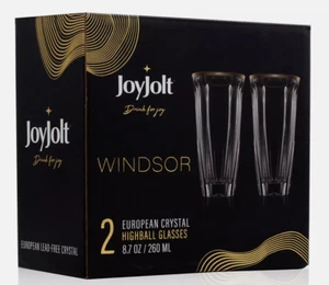 JoyJolt Windsor European Crystal Highball Glasses – Set of 2 (New In Box) - Picture 1 of 1