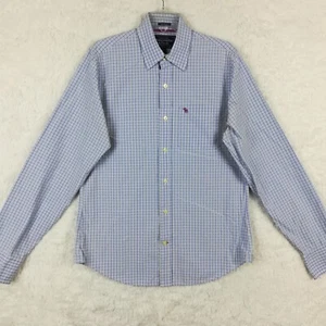 Abercrombie & Fitch Mens Shirt Oxford Muscle Button Down Tattersall Blue L - Picture 1 of 12
