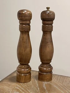 Vintage Wooden Salt Shaker & Pepper Grinder Swanson Japan 10” Mid Century Modern - Picture 1 of 11
