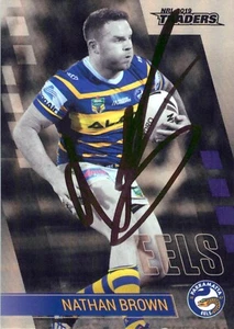 Signed 2019 PARRAMATTA EELS NRL Card NATHAN BROWN Parallel Silver - Picture 1 of 2