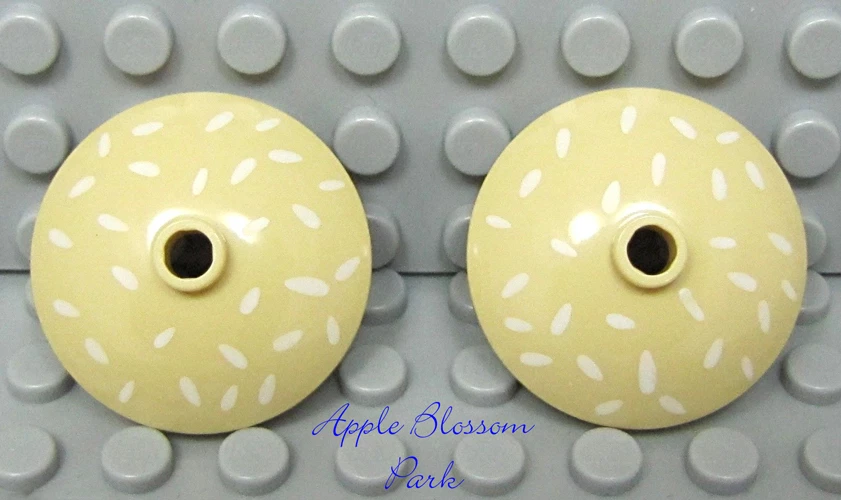 NEW 2 Lego Sponge Bob TAN HAMBURGER BUNS w/Sesame Seeds 3x3 Radar Dish/Disc 4981 - Image 1 of 1
