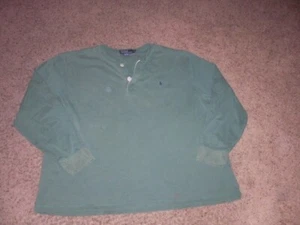 Vintage POLO Ralph Lauren green HENLEY button long sleeve shirt 2XL - Picture 1 of 6