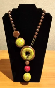 *Einzigartige klobige NATUR Bijoux echt Korallenholz geschnitzte Keramik Halskette** - Bild 1 von 7