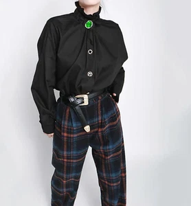 Ladies Black Edgy Arty Chic Urban Wear Loose Funky Shirt Long Blouse 10 12 - Picture 1 of 22