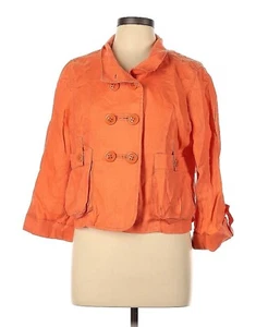 Etcetera Sz 4 Orange Linen Blazer Retro Jacket Lined with Front Pockets - Picture 1 of 5
