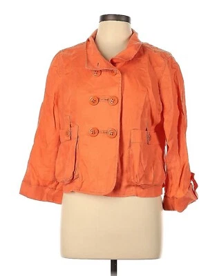 Etcetera Sz 4 Orange Linen Blazer Retro Jacket Lined with Front Pockets - Image 1 of 4
