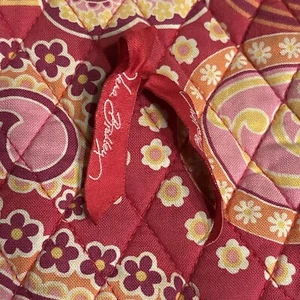 1 Vera Bradley Zipper Pull Replacement Hot Pink Ribbon Cream White Letters Used - Picture 1 of 4