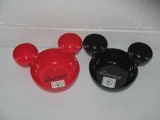 Disney Mickey Mouse Ears Chip Dip Snack Eco Bamboo Bowls Black Red Set Of 2 NEW