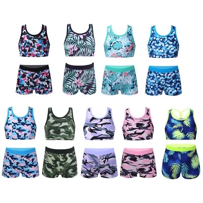 YIZYIF Kinder Mädchen Bikini Tankini Set Tank Top und Sport Shorts Zweiteiler Badeanzug