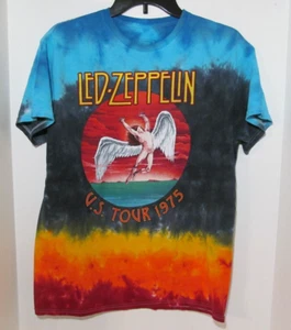 T-shirt Led Zeppelin US Tour 1975 tie-dye cotone pre-restrinto taglia media - Foto 1 di 4