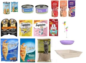 Cat Food Variety Pack Bundle - Travel Kit Dry & Wet Food Treats, Feline Supplies - Picture 1 of 14