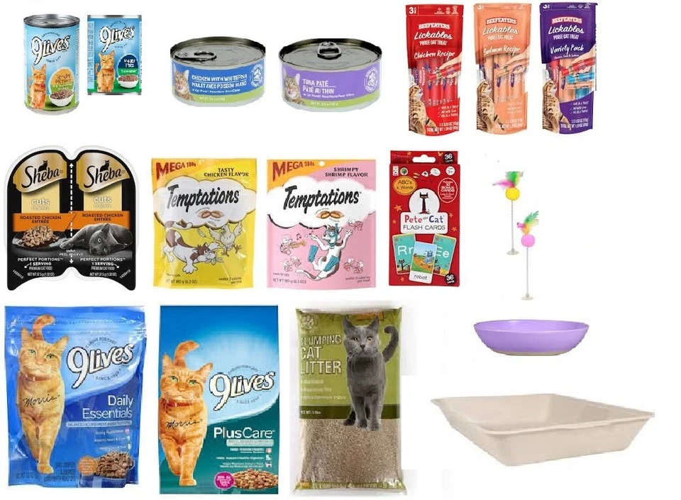 Cat Food Variety Pack Bundle - Travel Kit Dry & Wet Food Treats, Feline Supplies - Image 1 of 4