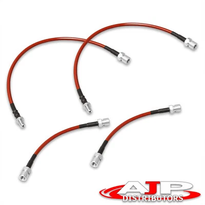 Red 4PC F+R Racing Stainless Steel Brake Line Kit Set For 1982-1989 Porsche 944 Foto 1 de 4