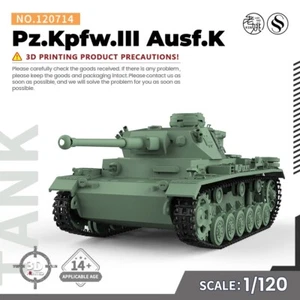 SSMODEL 714 1/120 TT SCALE Railway Military Model Kit Pz.Kpfw.III Ausf.K GAMES - Picture 1 of 5