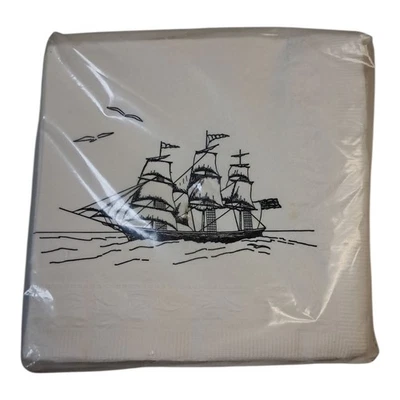 Paquete de 50 servilletas para bebidas con temática náutica Foto 1 de 2
