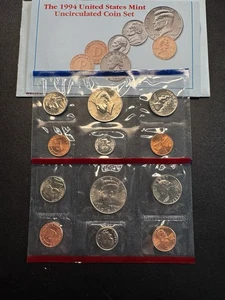 1994 US Mint 10 Coin Uncirculated Set Complete Philadelphia & Denver OGP & COA - Picture 1 of 2