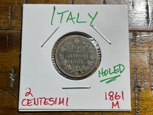 Italy ๐ฎ๐น 1861-M 2 Centesimi (Holed) - High Grade Details! Combined Shipping! - Picture 1 of 3