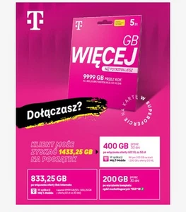 T-Mobile +48 PL Karte 1430 GB Starter SIM Prepaid Card Roaming 14 GB Active - Zdjęcie 1 z 3