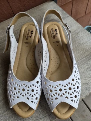 Spring Step Women Size 9 US Orella White Leather Slingback Sandals Made In Italy - Image 1 of 4