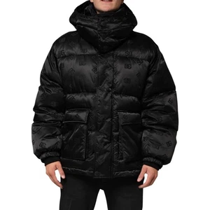 DOLCE & GABBANA Jacket Black Monogram Logo Puffer Nylon Hooded Zip s.Tag M $2930 - Picture 1 of 10