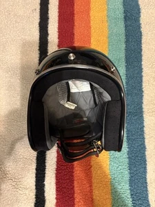 Biltwell Bonanza Motorcycle Helmet + Bubble Shield Gloss Black Medium - 1001-101 - Picture 1 of 13