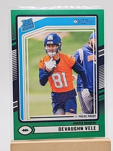 2024 Panini Donruss - Rated Rookie Green Press Proof #395 Devaughn Vele (RC) - Picture 1 of 2