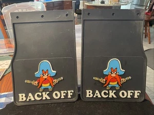 Vintage Pair of 1976 Original Yosemite Sam BACK OFF Semi Truck Mud Flaps - Picture 1 of 12
