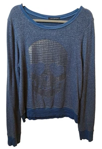 Sudadera Top Azul Brillo Halloween Calavera Zorro Salvaje Manga Larga - Imagen 1 de 4
