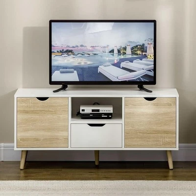 TV Unit Stand Cabinet Storage Console Sideboard Shelving White for 45 50 inch - Image 1 of 4