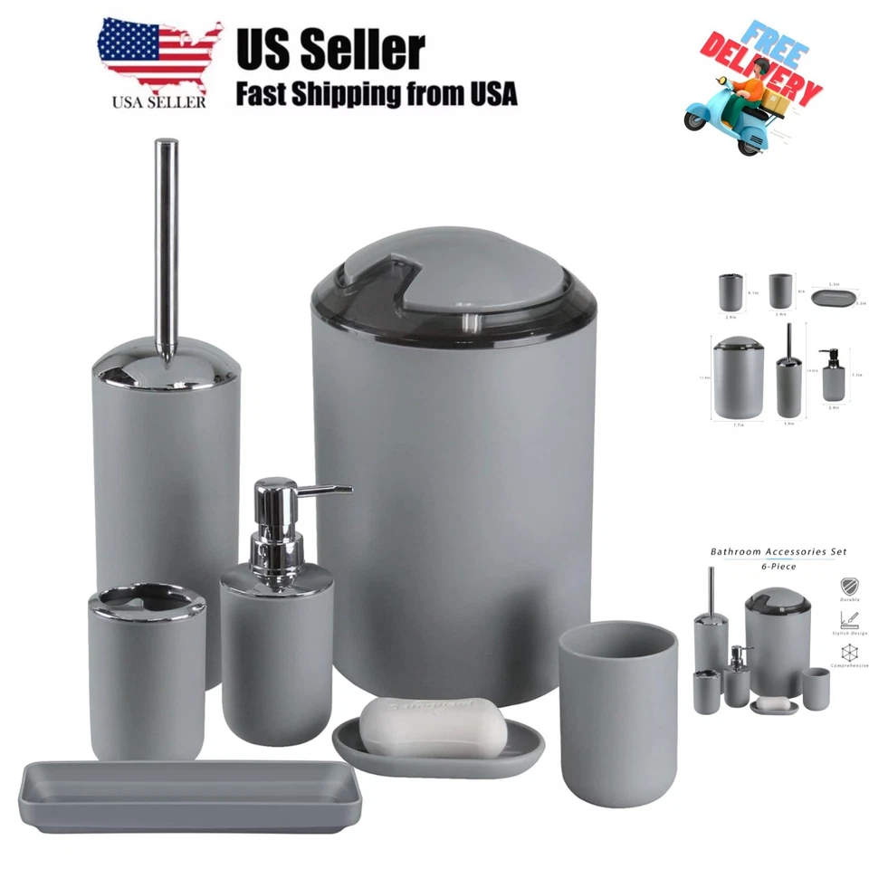 Bathroom Accessories Set Imavo 6 Pcs Plastic Toothbrush Holder Cup Soap Dish and