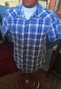 Lucky Brand Herren Kurzarm Western Hemd Gr. L blau-weiß - Bild 1 von 4