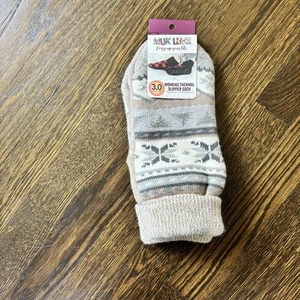 Muk Luks Womens Thermal Slipper Sock Taupe Fair Isle Pattern Size 6-10 NWT 3.0 - Picture 1 of 5