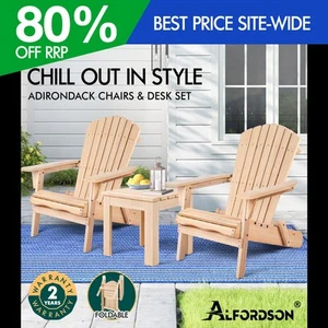 ALFORDSON Adirondack Chairs Table 3PCS Set Wooden Outdoor Furniture Beach Wood - Picture 1 of 12