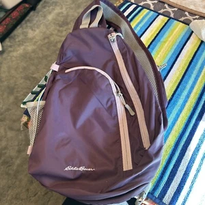 Eddie Bauer Purple Pink Shoulder Sling Pack Purse Crossbody Adjustable Hiking - Picture 1 of 9