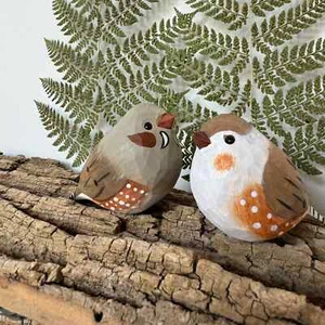 Zebrafinken Vogelpaar, Vogelliebhaber, Holzvögel, geschnitzte Vögel - Bild 1 von 5