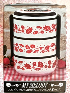Sanrio My Melody Heart 3-tier Picnic Lunch Stack Bento Box NEW from Japan - Picture 1 of 6