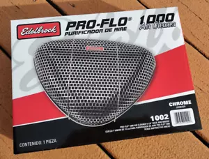 EDELBROCK PRO-FLO 1000 1002 CHROME AIR CLEANER FILTER METAL SBC BBC SBF BBF CARB - Picture 1 of 12