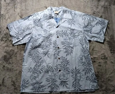 Camisa hawaiana Go Barefoot manga corta abotonada para hombre talla XL azul Foto 1 de 4