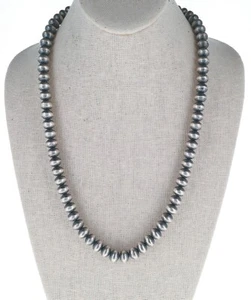 Handmade Sterling Silver Bead Necklace By Navajo Artist Bryannen Halwood - Picture 1 of 4