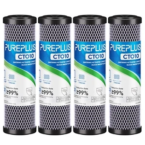 Whole House CTO Carbon Water Filter Cartridge 1 Micron 2.5" x 10" 4PACK - Picture 1 of 9