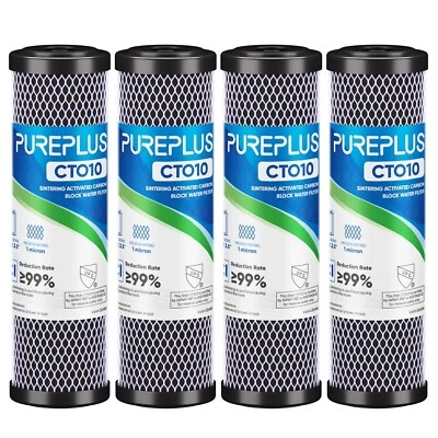 Whole House CTO Carbon Water Filter Cartridge 1 Micron 2.5" x 10" 4PACK - Image 1 of 4