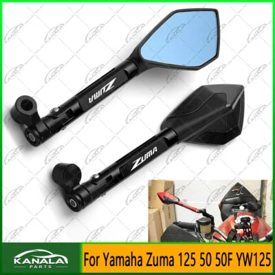 BLACK CNC Rear View Mirrors Blue Anti-glare For Yamaha Zuma 125 50 50F YW125 Foto 1 de 4