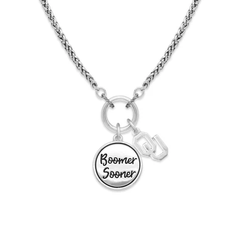 Oklahoma Sooners Boomer Sooner Twist and Shout Silver Necklace Jewelry OU Cover